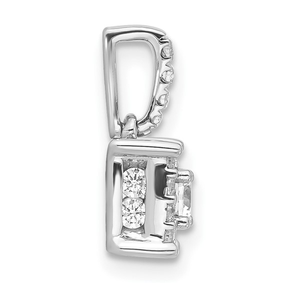 Sterling Silver Rd Center CZ Square Halo Semi-mount Pendant