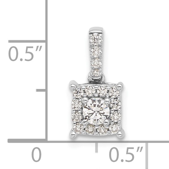 Sterling Silver Rd Center CZ Square Halo Semi-mount Pendant