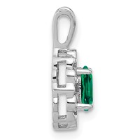 14K White Gold 0.10 Carat Lab Grown Diamond VS SI+ G+ and Lab Created Emerald Pendant view 2