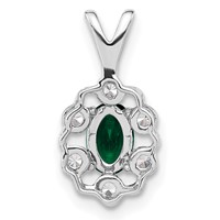 14K White Gold 0.10 Carat Lab Grown Diamond VS SI+ G+ and Lab Created Emerald Pendant view 3