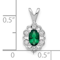 14K White Gold 0.10 Carat Lab Grown Diamond VS SI+ G+ and Lab Created Emerald Pendant view 4