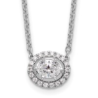 14K White Gold 0.62 Carat Lab Grown Diamond VS SI+ G+ Oval Necklace, 18" view 1