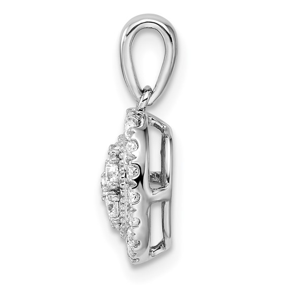 14k White Gold 3/8 carat Lab Grown Diamond VS/SI Oval Halo Pendant