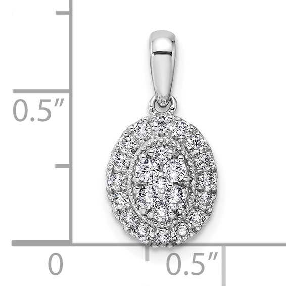 14k White Gold 3/8 carat Lab Grown Diamond VS/SI Oval Halo Pendant
