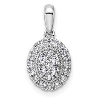 14K White Gold 0.38 Carat Lab Grown Diamond VS SI Oval Halo Pendant view 1