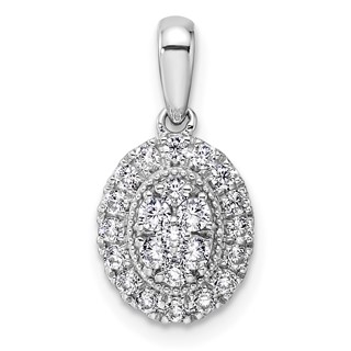 14k White Gold 3/8 carat Lab Grown Diamond VS/SI Oval Halo Pendant