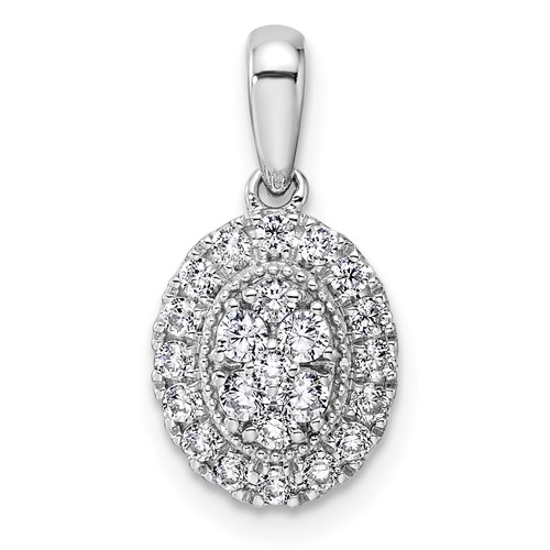 14K White Gold 0.38 Carat Lab Grown Diamond VS SI Oval Halo Pendant