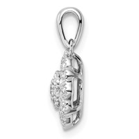 14K White Gold 0.50 Carat Lab Grown Diamond VS SI+ G+ Square Halo Pendant view 2