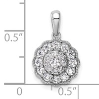 14K White Gold 0.50 Carat Lab Grown Diamond VS SI+ G+ Square Halo Pendant view 4
