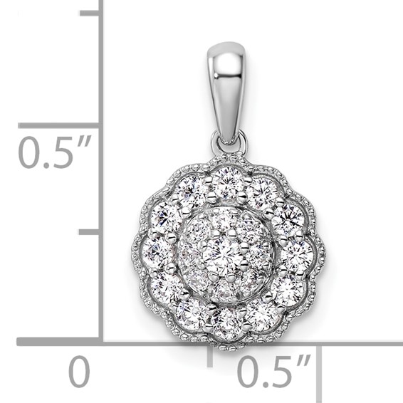 14k White Gold 1/2 carat Lab Grown Diamond VS/SI+ G+ Square Halo Pendant