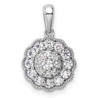14K White Gold 0.50 Carat Lab Grown Diamond VS SI+ G+ Square Halo Pendant view 1