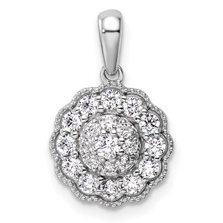 14k White Gold 1/2 carat Lab Grown Diamond VS/SI+ G+ Square Halo Pendant
