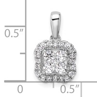 14K White Gold 0.38 Carat Lab Grown Diamond VS SI+ G+ Square Halo Pendant view 4