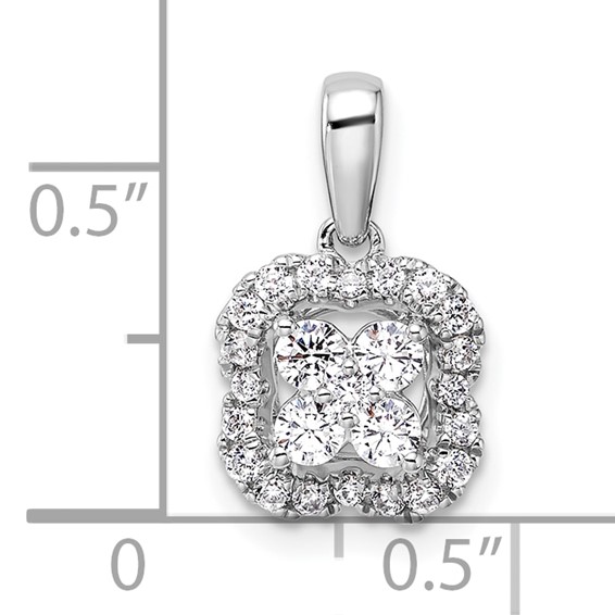 14k White Gold 3/8 carat Lab Grown Diamond VS/SI+ G+ Square Halo Pendant