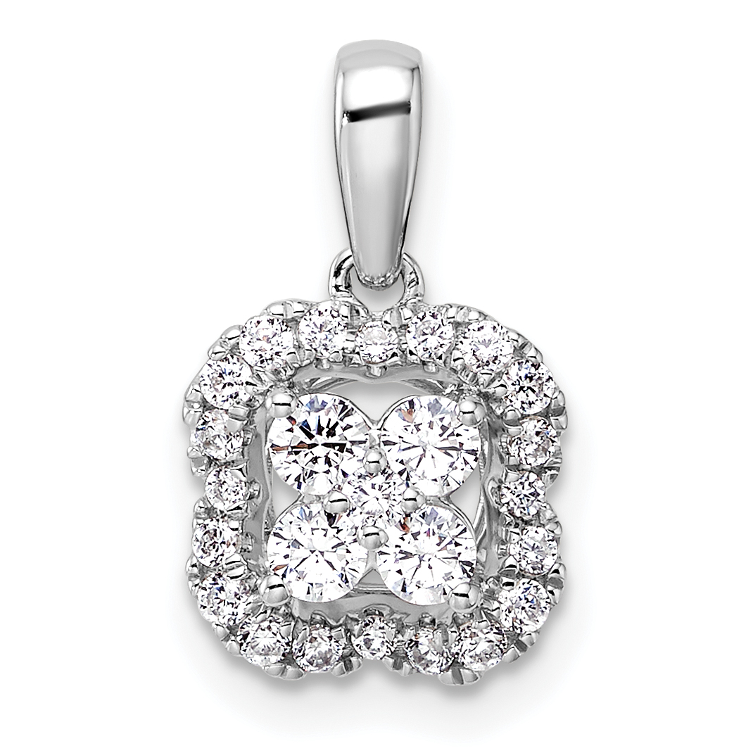 14k White Gold 3/8 carat Lab Grown Diamond VS/SI+ G+ Square Halo Pendant (PM9662-042-WLG)