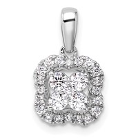 14K White Gold 0.38 Carat Lab Grown Diamond VS SI+ G+ Square Halo Pendant view 1