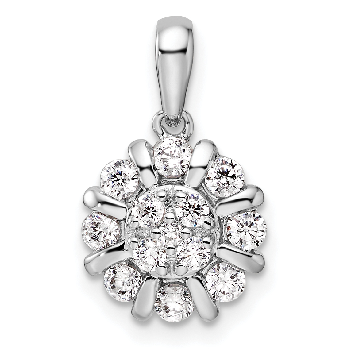 14k White Gold 1/2 carat Lab Grown Diamond VS/SI+ G+ Complete Halo Pendant (PM9663-050-WLG)