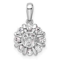 14K White Gold 0.50 Carat Lab Grown Diamond VS SI+ G+ Complete Halo Pendant view 1