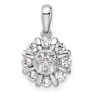 14k White Gold 1/2 carat Lab Grown Diamond VS/SI+ G+ Complete Halo Pendant