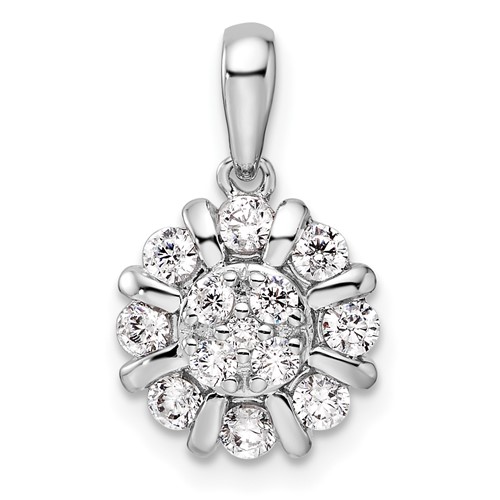 14K White Gold 0.50 Carat Lab Grown Diamond VS SI+ G+ Complete Halo Pendant