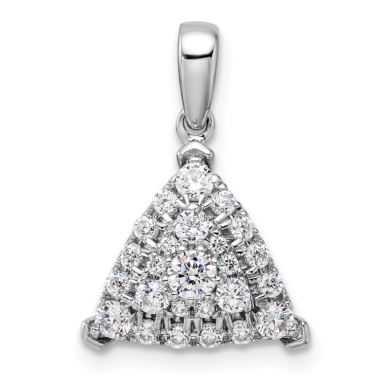 14k White Gold 1/2 carat Lab Grown Diamond VS/SI+ G+ Complete Triangle Cluster Pendant (PM9664-050-WLG)