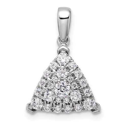 14K White Gold 0.50 Carat Lab Grown Diamond VS SI+ G+ Complete Triangle Cluster Pendant