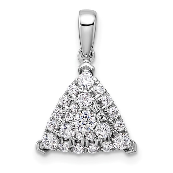 14k White Gold 1/2 carat Lab Grown Diamond VS/SI+ G+ Complete Triangle Cluster Pendant