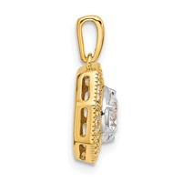 14K Two-tone 0.75 Carat Lab Grown Diamond VS SI+ G+ Octogon Halo Pendant view 2