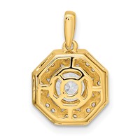 14K Two-tone 0.75 Carat Lab Grown Diamond VS SI+ G+ Octogon Halo Pendant view 3