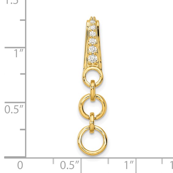 14k 1/8 carat Lab Grown Diamond VS/SI+ G+ Dangle Circle Chain Slide Pendant