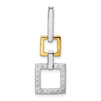 14K Two-Tone 0.50 Carat Lab Grown Diamond VS SI+ G+ Dangle Square Chain Slide Pendant view 3