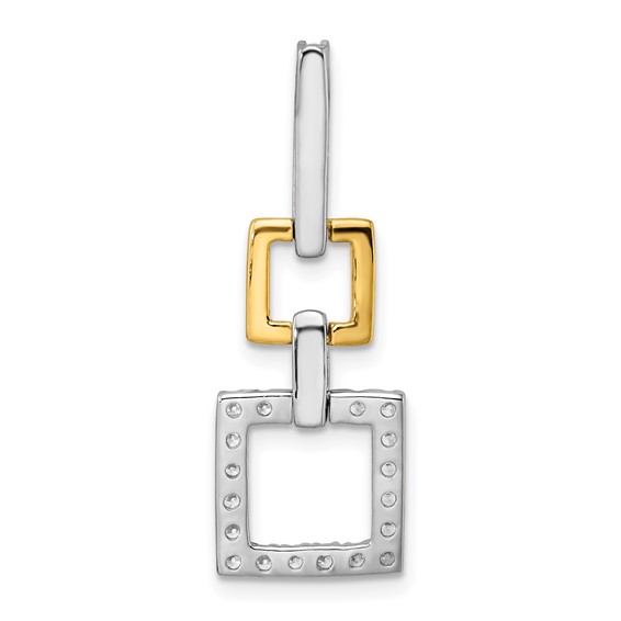14k Two-Tone 1/2 carat Lab Grown Diamond VS/SI+ G+ Dangle Square Chain Slide Pendant