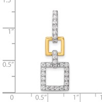 14K Two-Tone 0.50 Carat Lab Grown Diamond VS SI+ G+ Dangle Square Chain Slide Pendant view 4