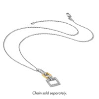 14K Two-Tone 0.50 Carat Lab Grown Diamond VS SI+ G+ Dangle Square Chain Slide Pendant view 5