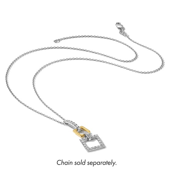 14k Two-Tone 1/2 carat Lab Grown Diamond VS/SI+ G+ Dangle Square Chain Slide Pendant