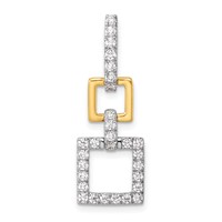 14K Two-Tone 0.50 Carat Lab Grown Diamond VS SI+ G+ Dangle Square Chain Slide Pendant view 1
