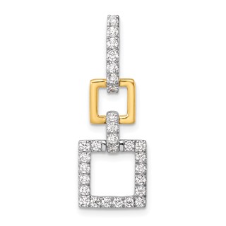14k Two-Tone 1/2 carat Lab Grown Diamond VS/SI+ G+ Dangle Square Chain Slide Pendant