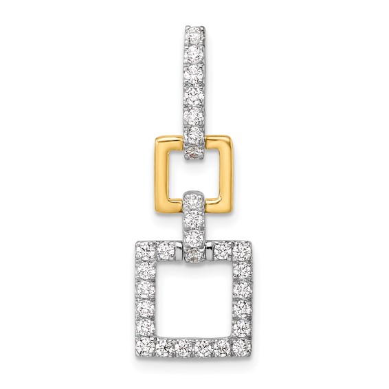 14k Two-Tone 1/2 carat Lab Grown Diamond VS/SI+ G+ Dangle Square Chain Slide Pendant