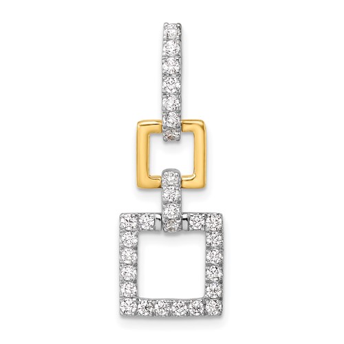 14K Two-Tone 0.50 Carat Lab Grown Diamond VS SI+ G+ Dangle Square Chain Slide Pendant