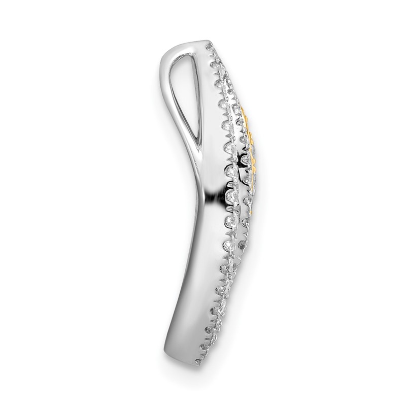 14k Two Tone 5/8 carat Lab Grown Diamond VS/SI+ G+ Fancy Chain Slide Pendant