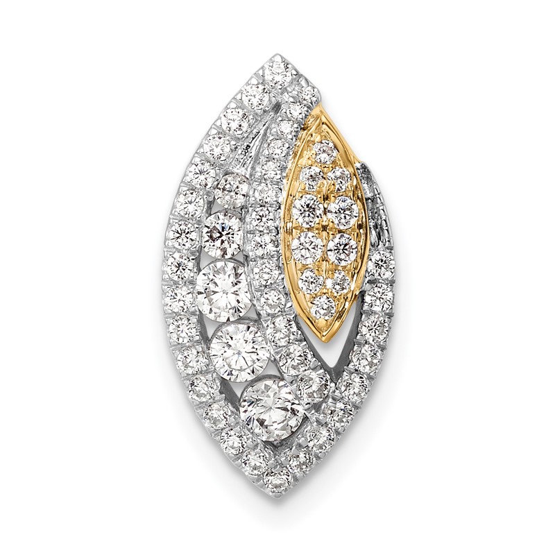 14k Two Tone 5/8 carat Lab Grown Diamond VS/SI+ G+ Fancy Chain Slide Pendant