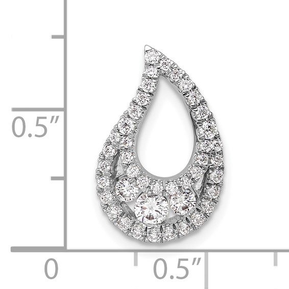 14k White Gold 1/2 carat Lab Grown Diamond VS/SI+ G+ Complete Teardrop Cluster Chain Slide Pendant