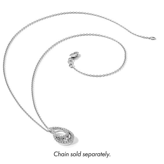 14k White Gold 1/2 carat Lab Grown Diamond VS/SI+ G+ Complete Teardrop Cluster Chain Slide Pendant