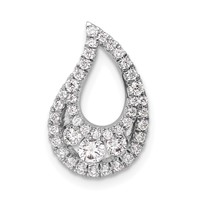 14K White Gold 0.50 Carat Lab Grown Diamond VS SI+ G+ Complete Teardrop Cluster Chain Slide Pendant view 1
