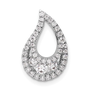 14k White Gold 1/2 carat Lab Grown Diamond VS/SI+ G+ Complete Teardrop Cluster Chain Slide Pendant