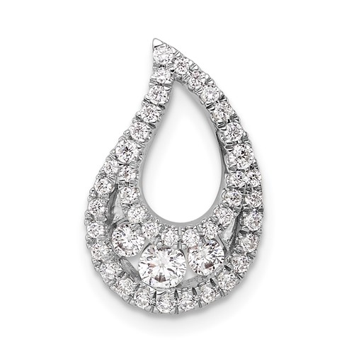 14K White Gold 0.50 Carat Lab Grown Diamond VS SI+ G+ Complete Teardrop Cluster Chain Slide Pendant
