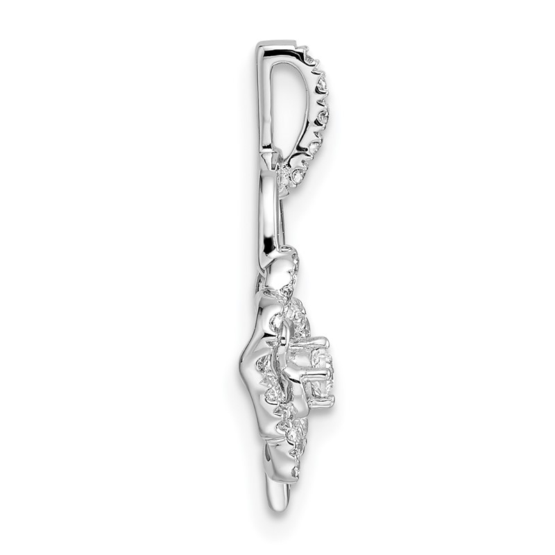 14k White Gold 1/5 carat Lab Grown Diamond VS/SI+ G+ Flower on Heart Pendant