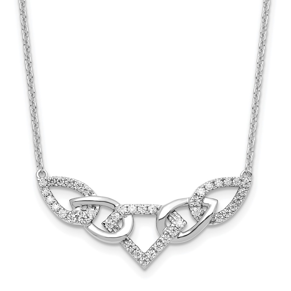 14K White Gold 0.50 Carat Lab Grown Diamond VS SI+ G+ Fashion Teardrop Necklace, 18"