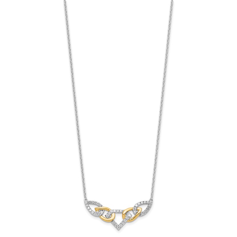 14K Two-Tone Lab Grown VS/SI+ G+ Dia Linked Teardrop Necklace