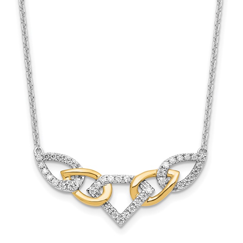 14K Two-Tone Lab Grown VS/SI+ G+ Dia Linked Teardrop Necklace